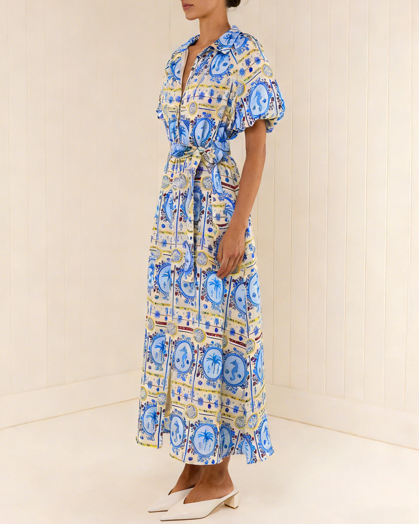 Floral Collar Tunic Midi Dress - Image 5