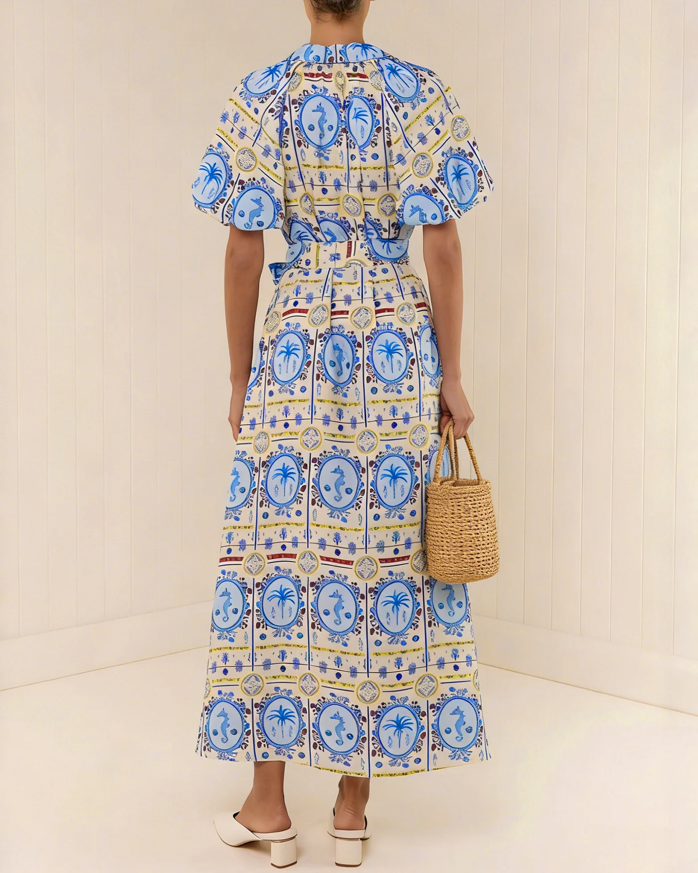 Floral Collar Tunic Midi Dress - Image 6