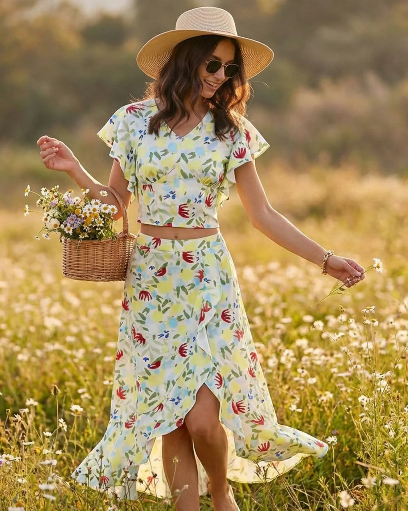Floral Ruffle A-Line Midi Skirt - Image 3