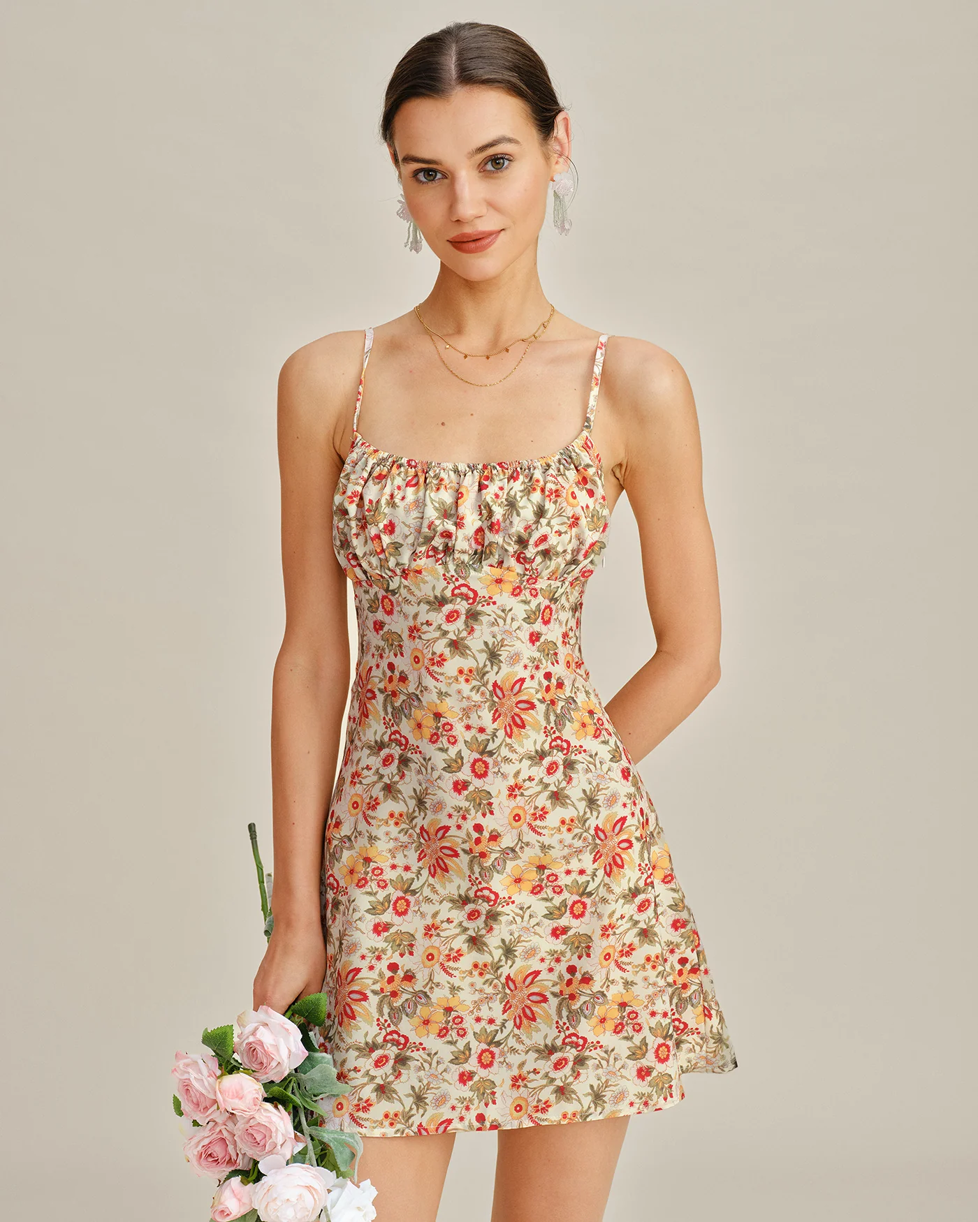 Floral Shirred Slip Mini Dress - Image 3
