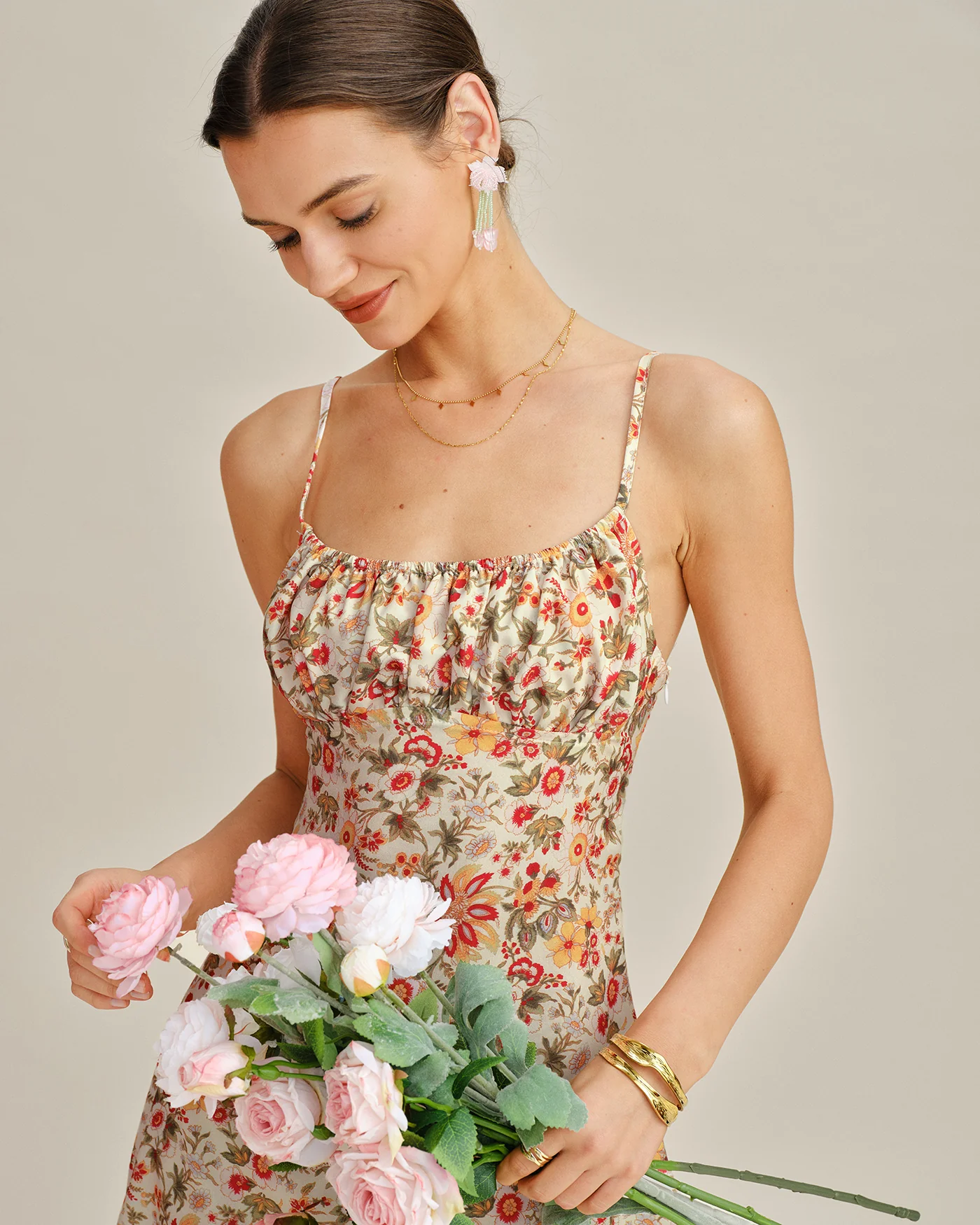 Floral Shirred Slip Mini Dress - Image 5