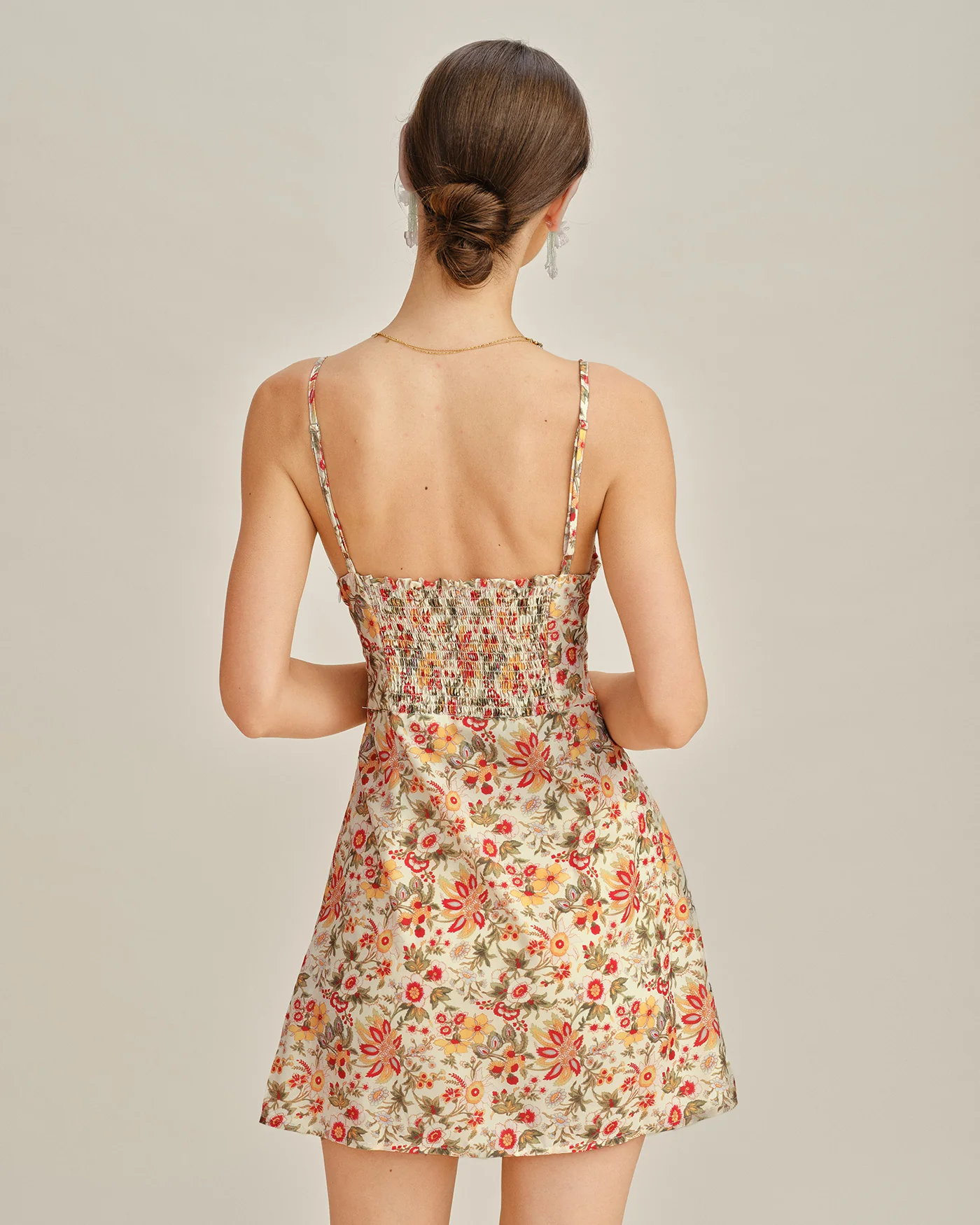 Floral Shirred Slip Mini Dress - Image 8