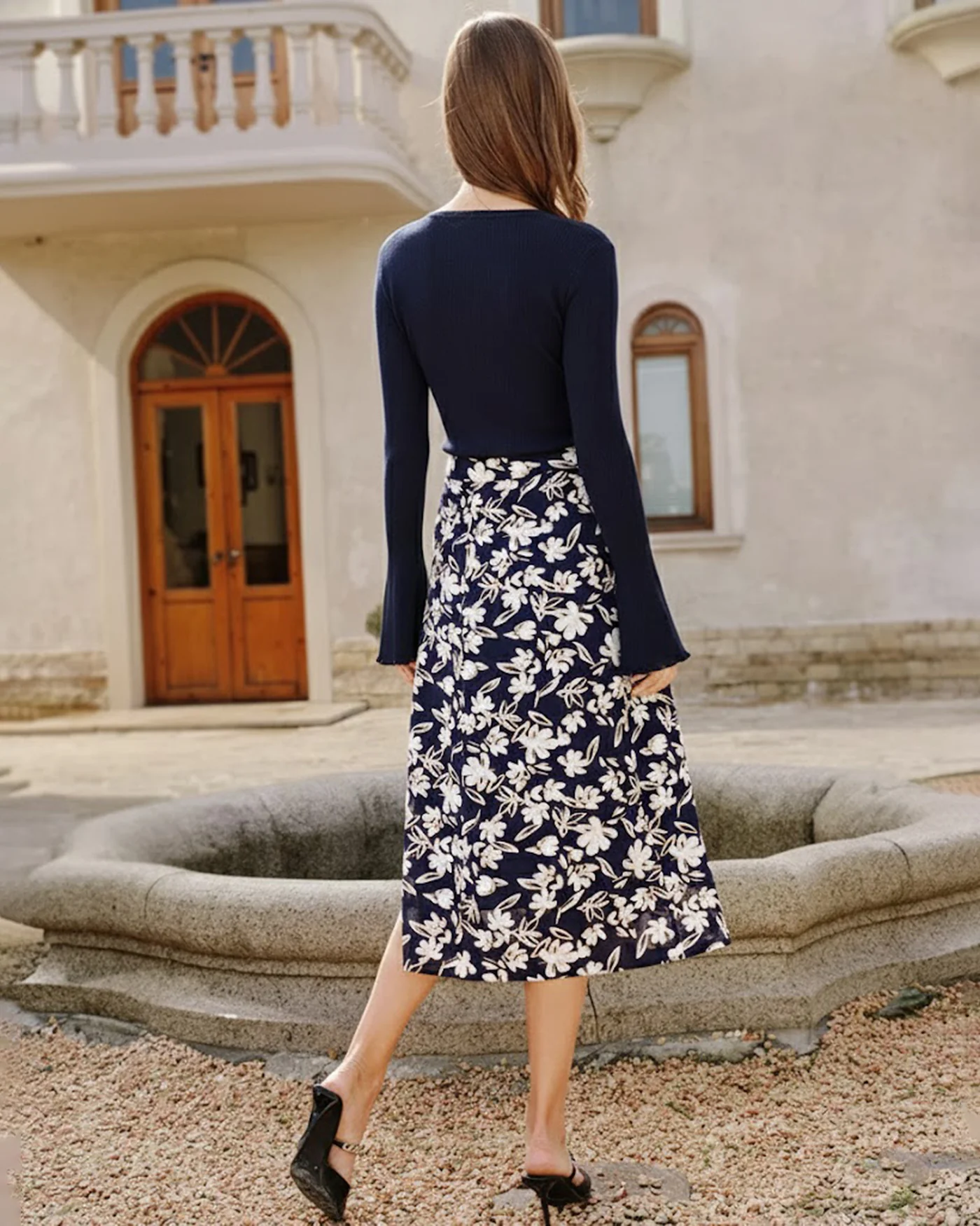 Floral Slit Midi Skirt - Image 5