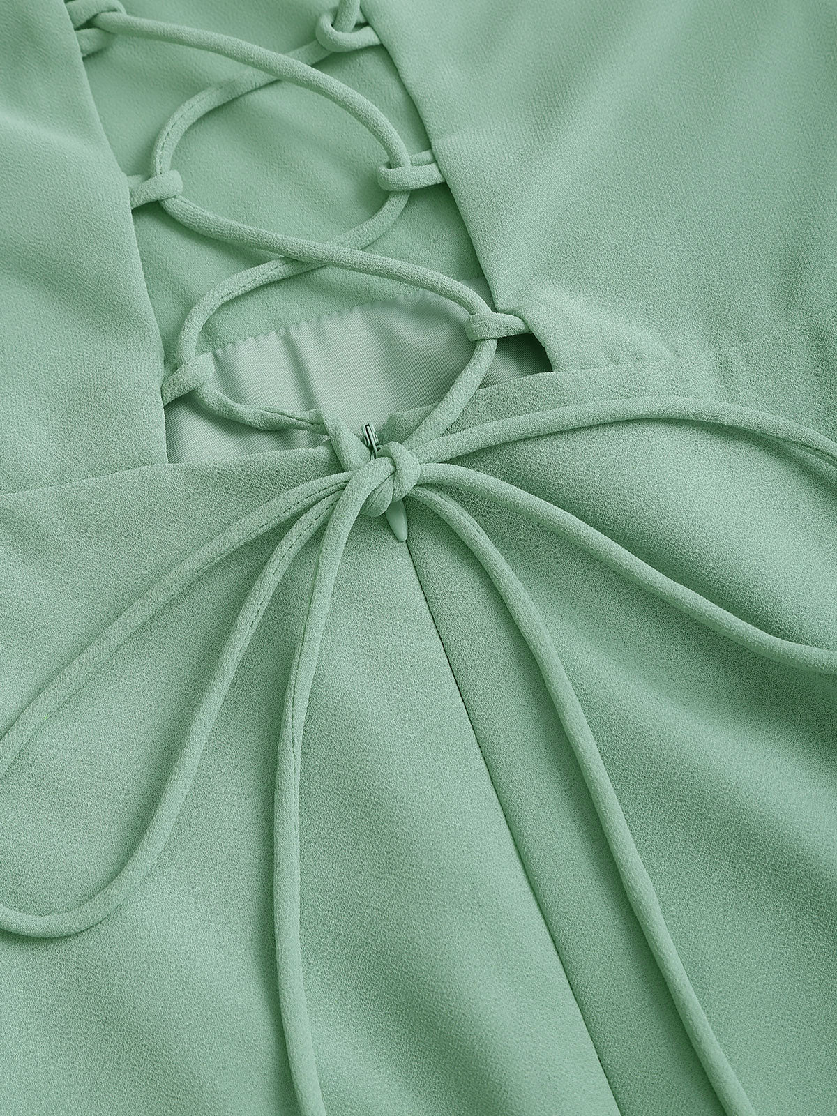Green A-Line Backless Slip Maxi Dress - Image 12