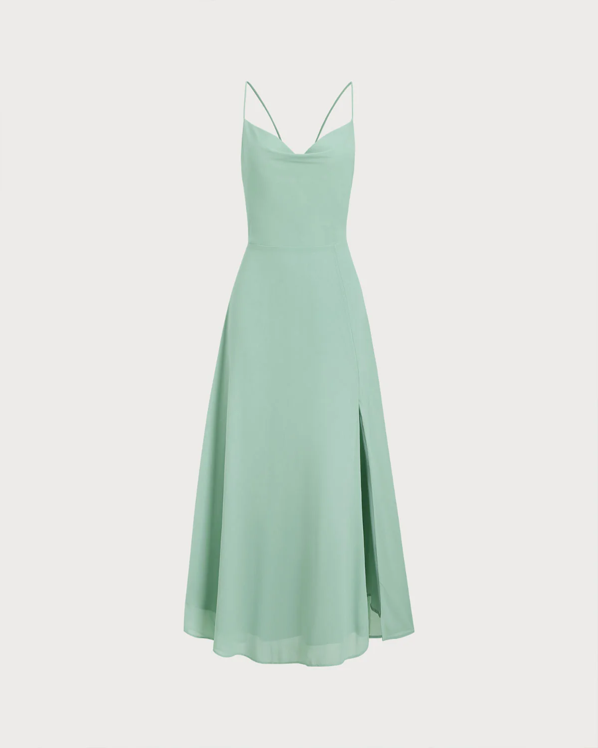 Green A-Line Backless Slip Maxi Dress - Image 9