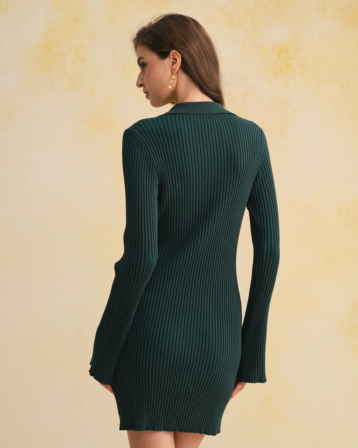 Green A-Line Button Sweater Dress - Image 4
