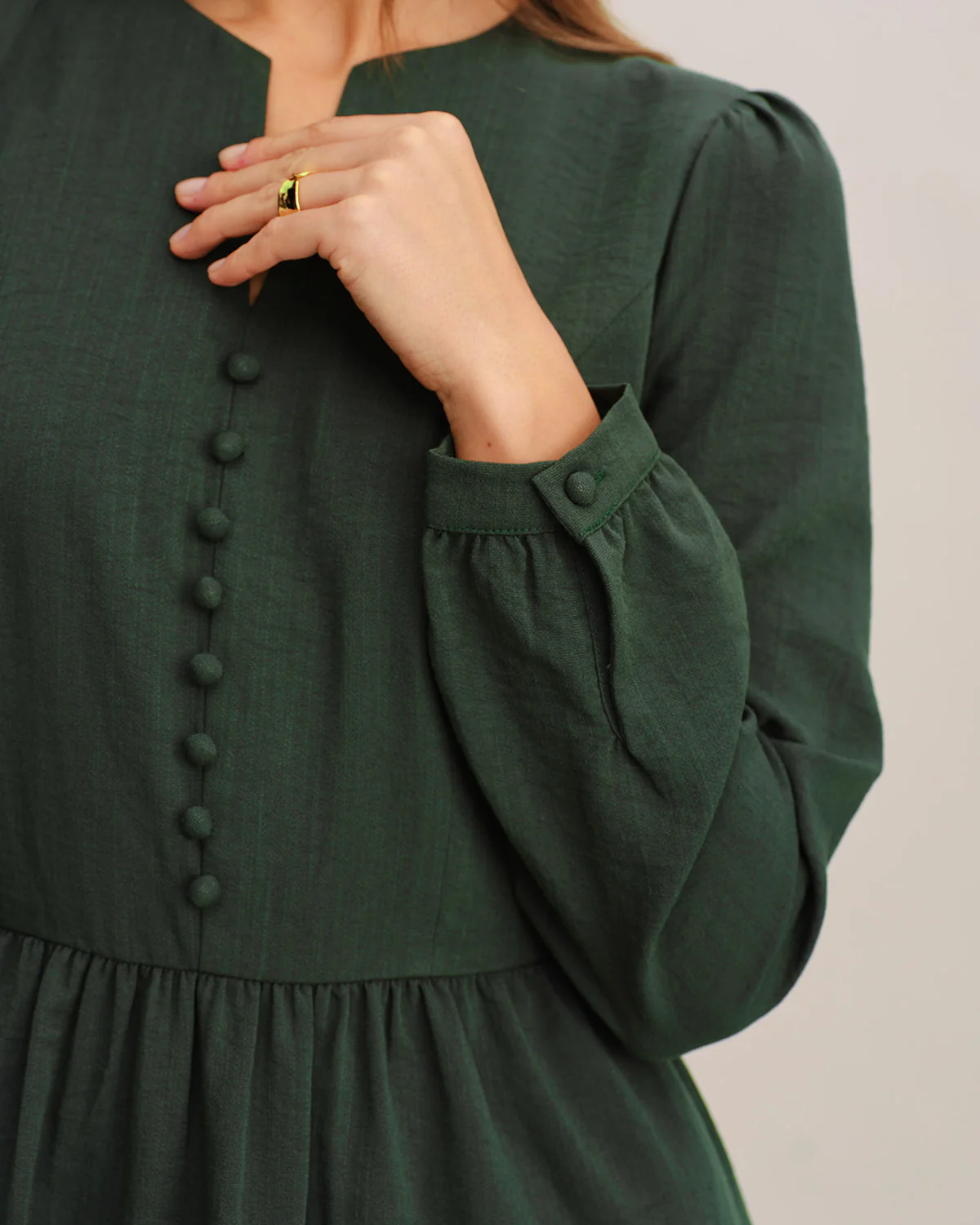 Green A-Line Pleated Midi Dress - Image 2