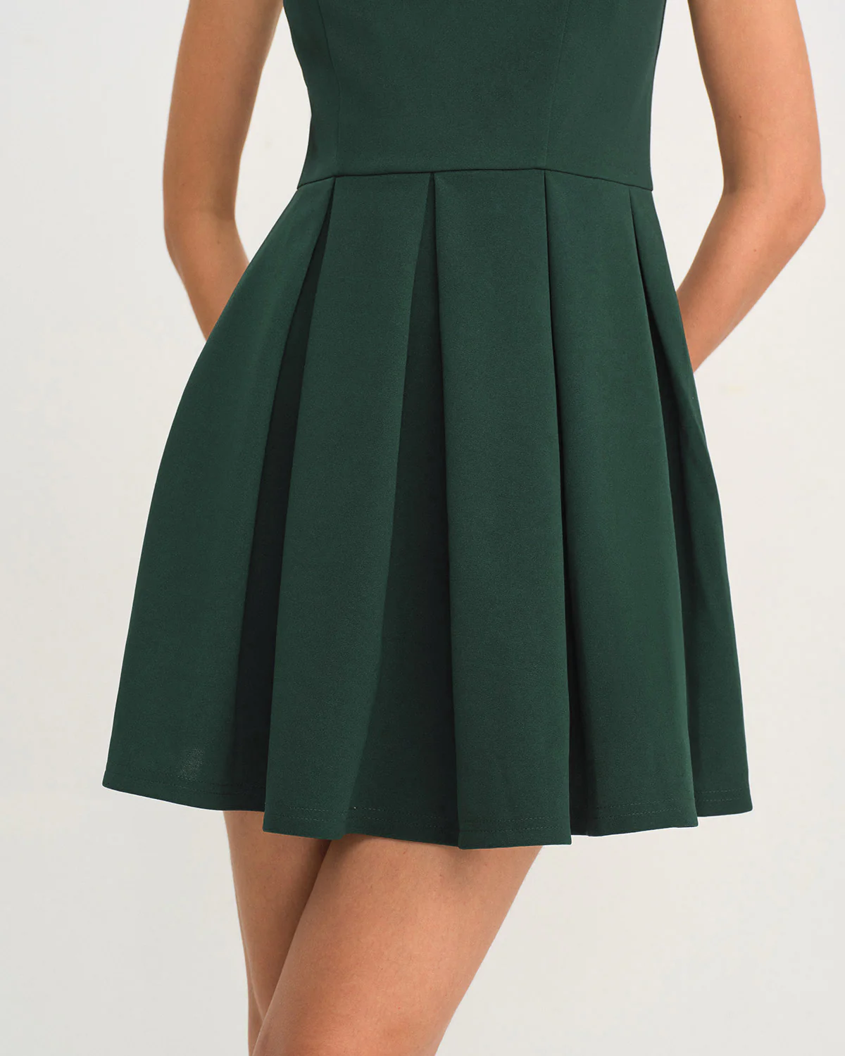 Green A-Line Pleated Slip Mini Dress - Image 2