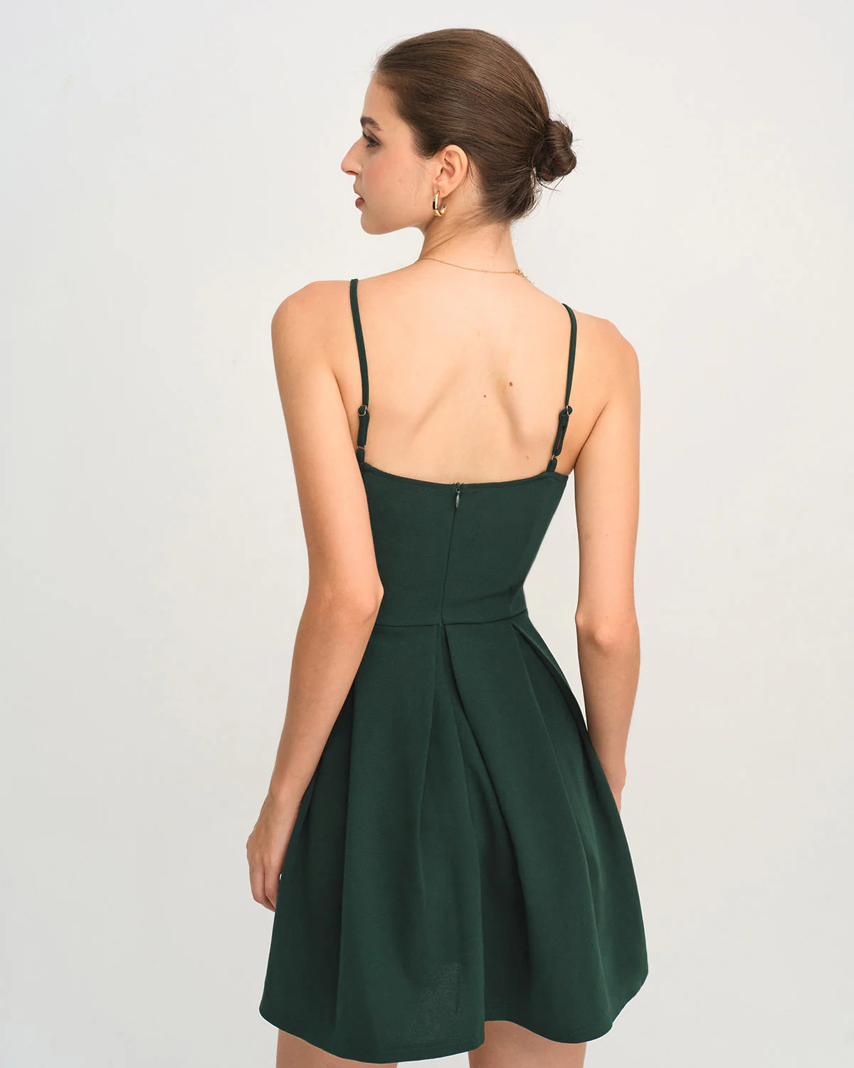 Green A-Line Pleated Slip Mini Dress - Image 3
