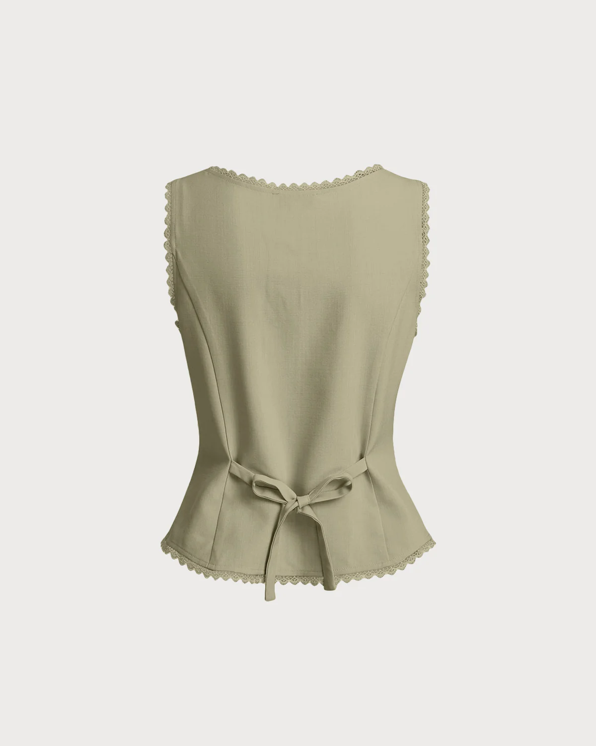 Green Boat Neck Single Breasted Vest - Image 4