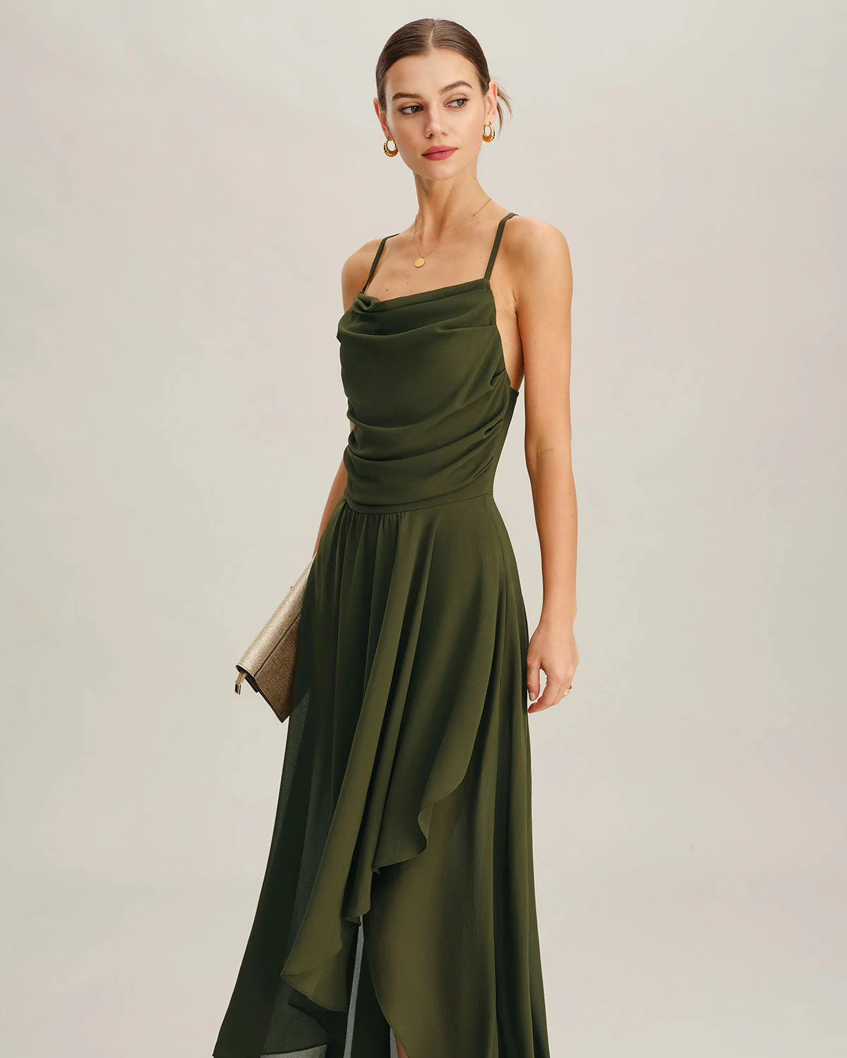 Green Chiffon A-Line Slip Maxi Dress - Image 6