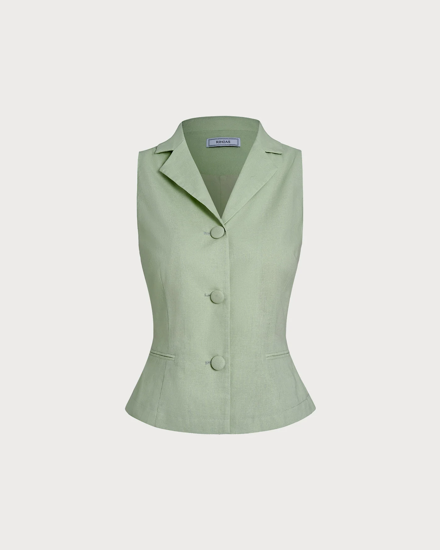 Green Collar Single Breasted Vest - Image 13