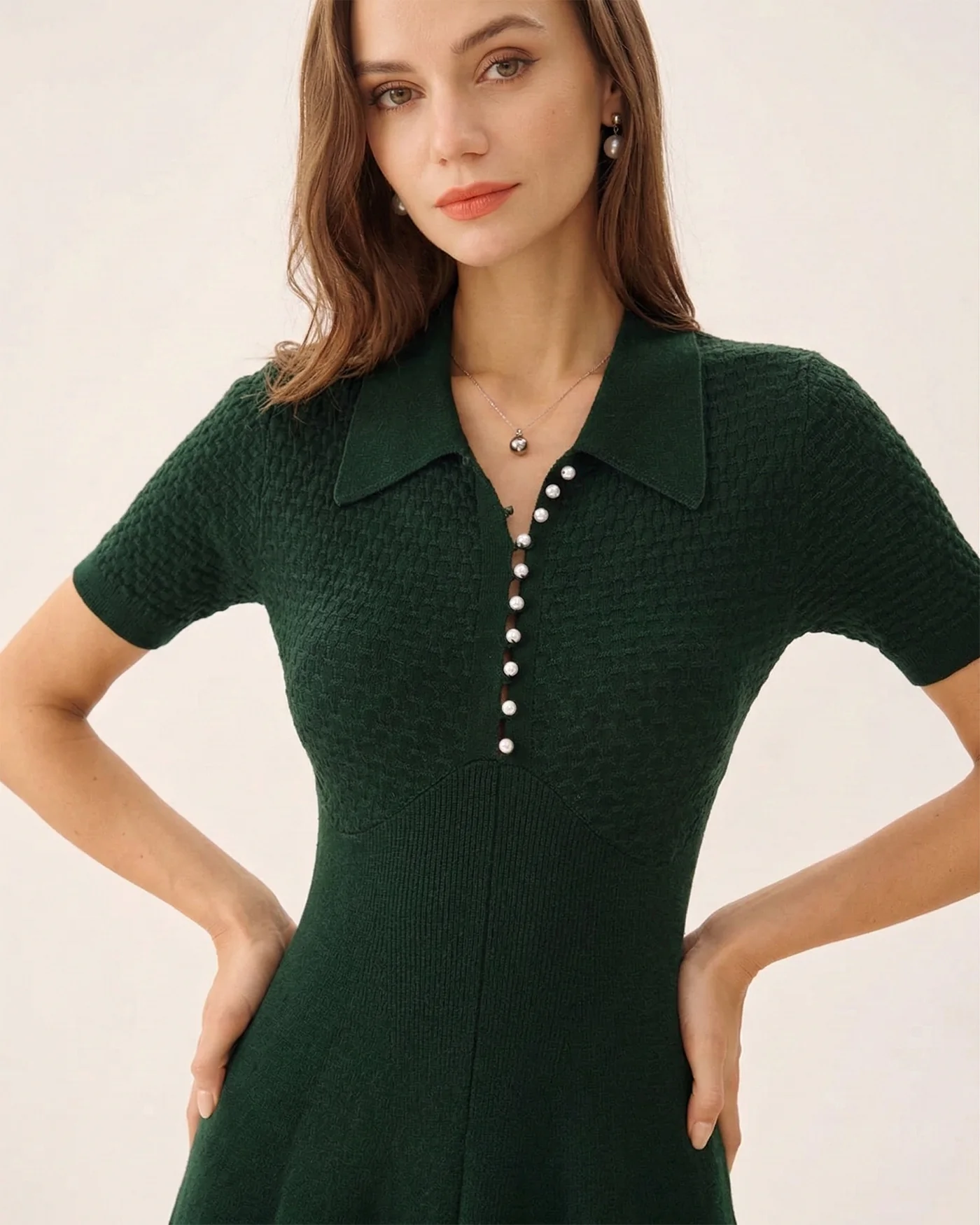 Green Collar Sweater Dress - Image 2