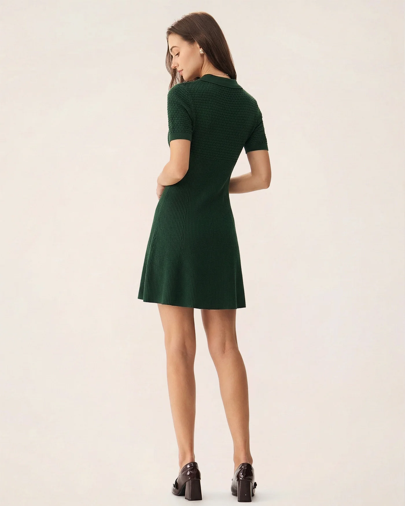 Green Collar Sweater Dress - Image 3