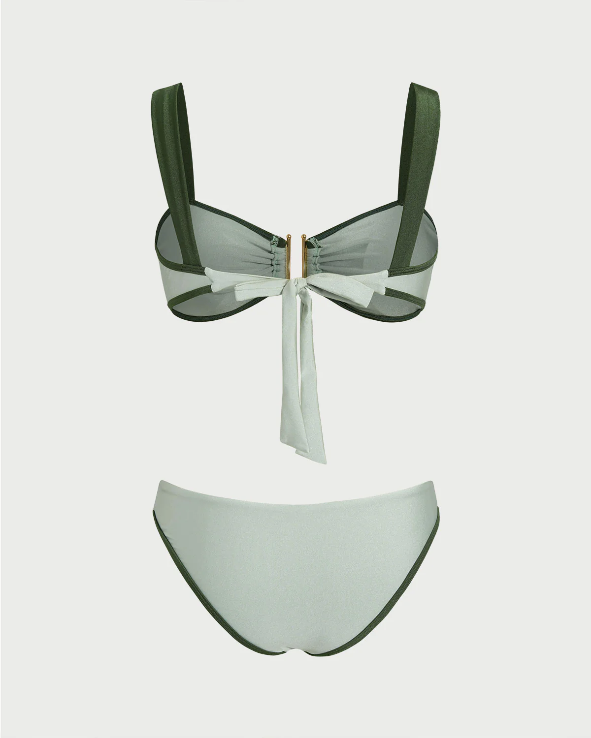 Green Contrasting Bandeau Bikini Set - Image 5