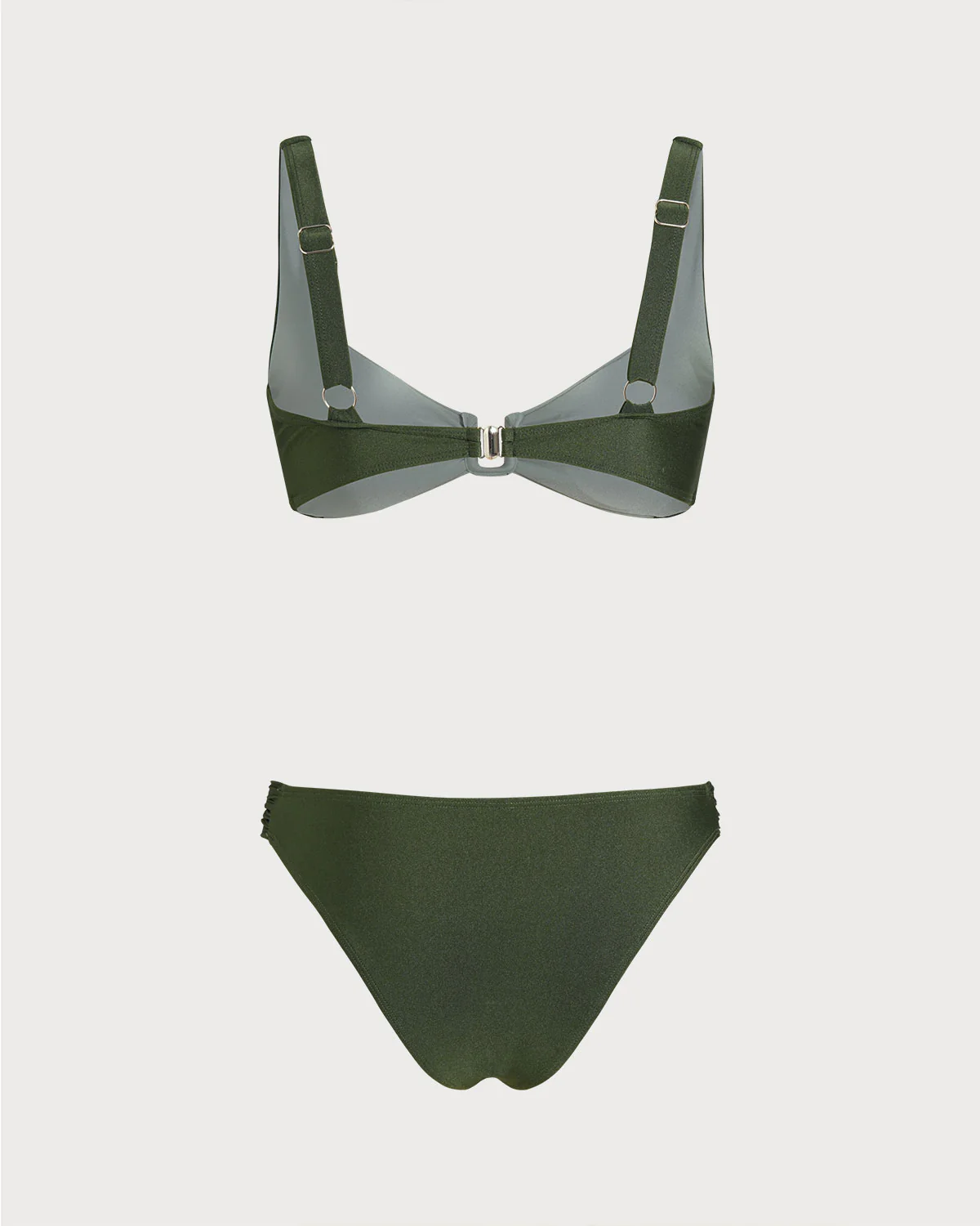 Green  Contrasting Bralette Bikini Sets - Image 4