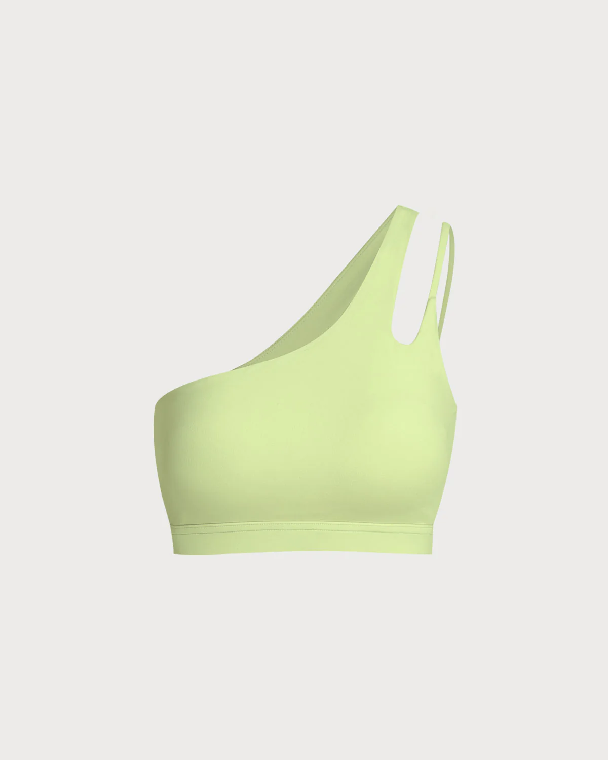 Green Cropped One Shoulder Yoga Cami Top - Light Support - Image 5