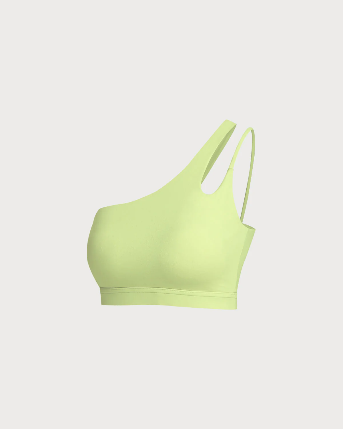 Green Cropped One Shoulder Yoga Cami Top - Light Support - Image 6