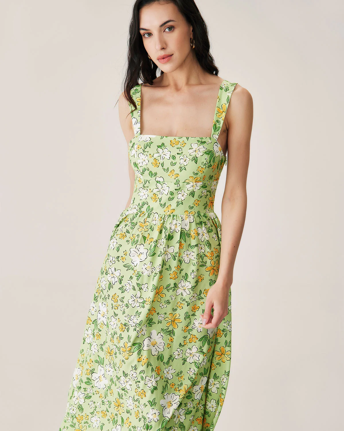 Green Floral Backless Maxi Dress - Image 4