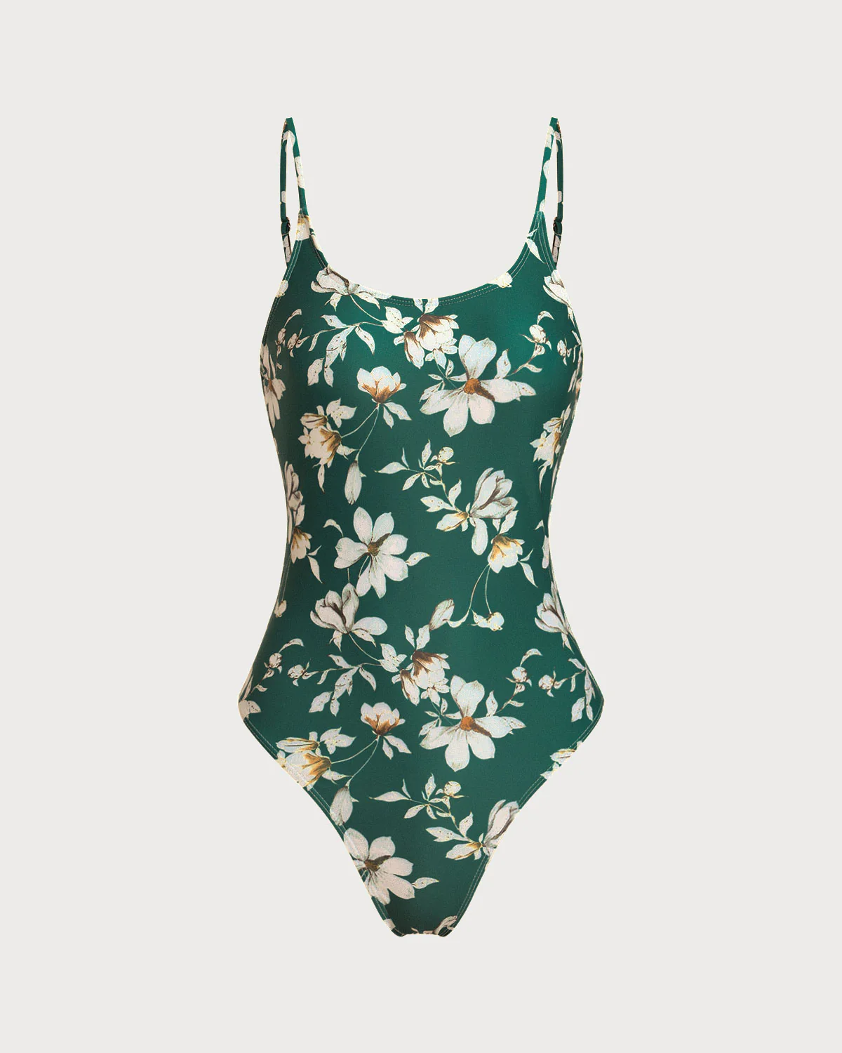 Green Floral Backless One Piece Swimwear - Image 2