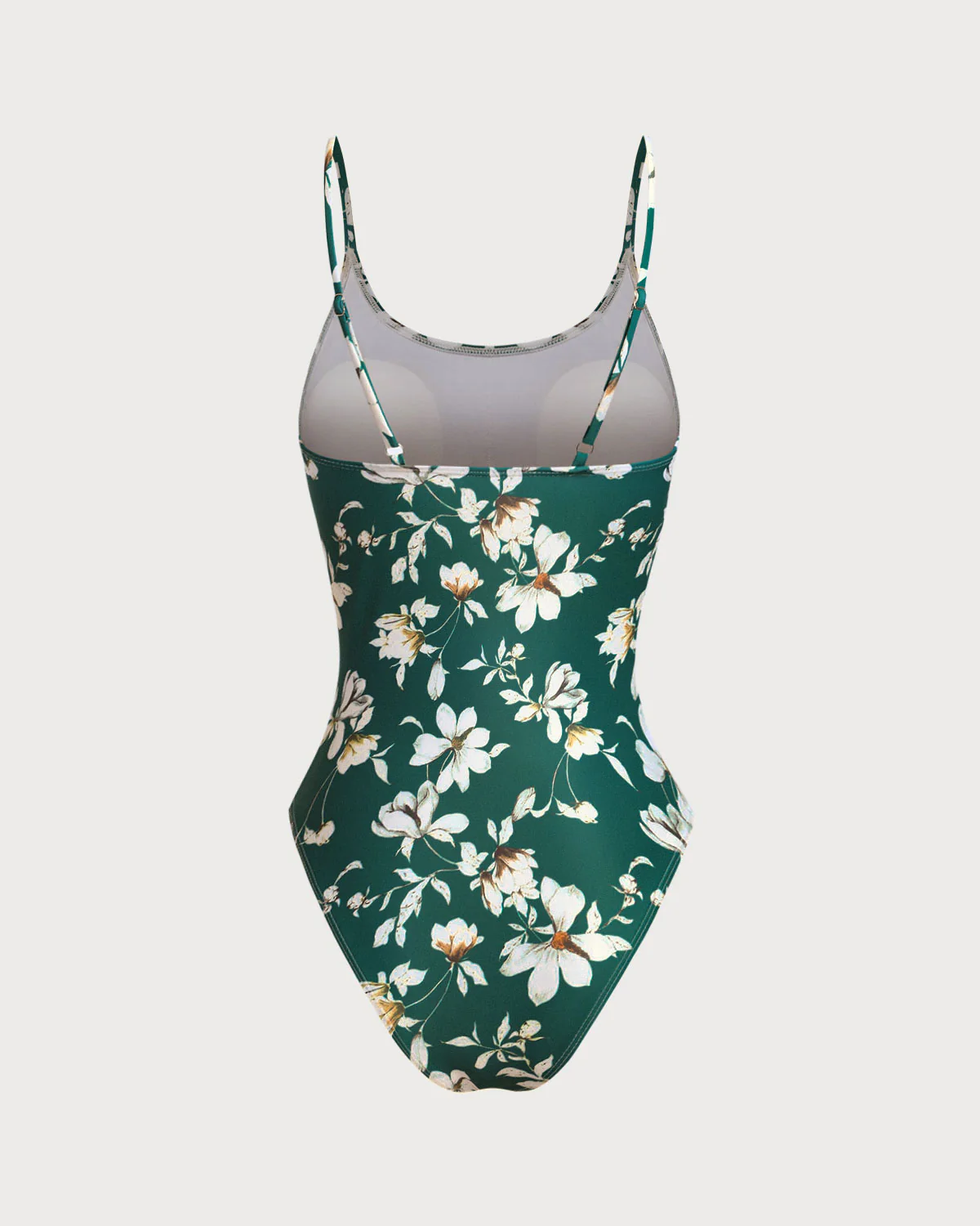 Green Floral Backless One Piece Swimwear - Image 3
