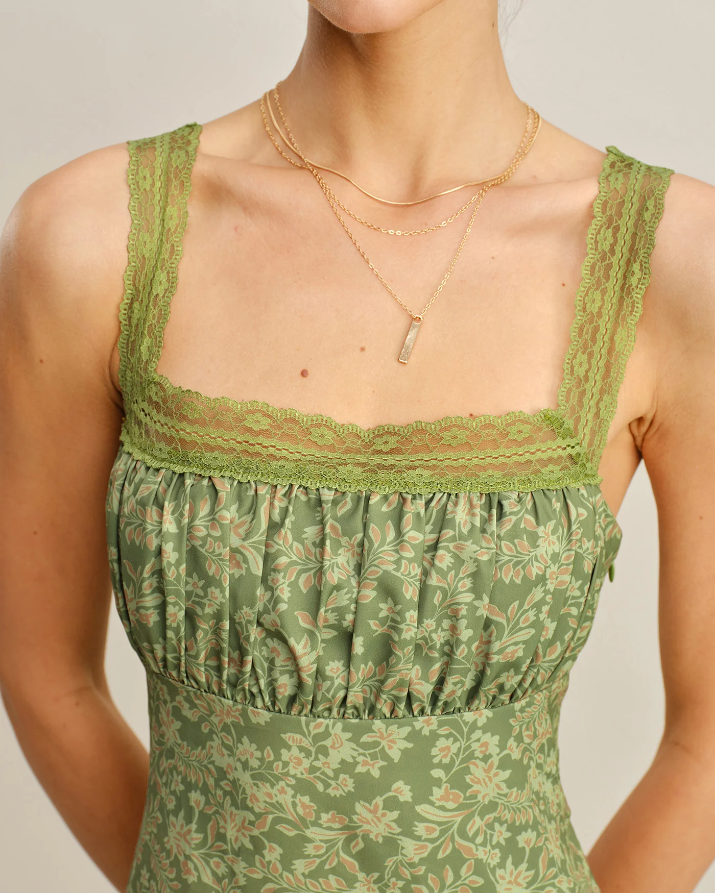 Green Floral Lace Maxi Dress - Image 3