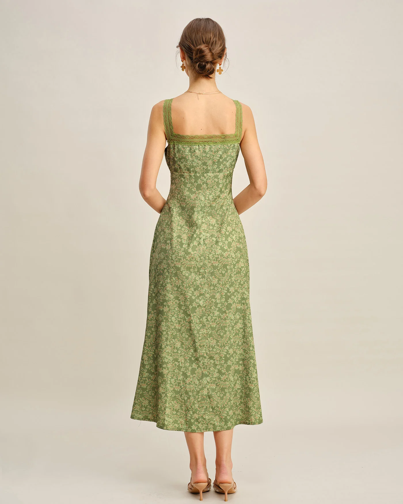 Green Floral Lace Maxi Dress - Image 4