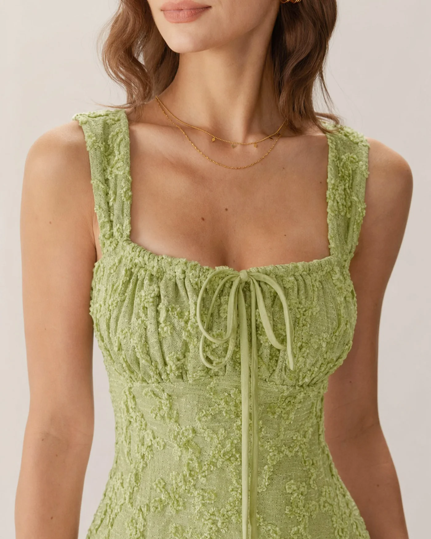 Green Floral Mesh Mini Dress - Image 2