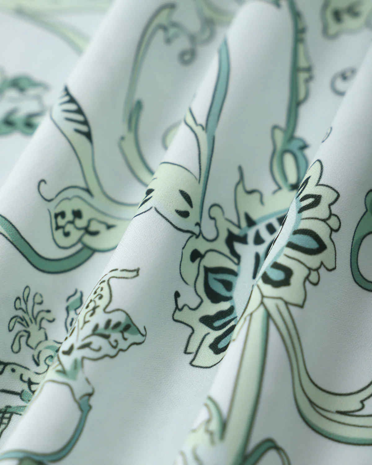 Green Floral Square Neck Ruched Midi Dress - Image 9