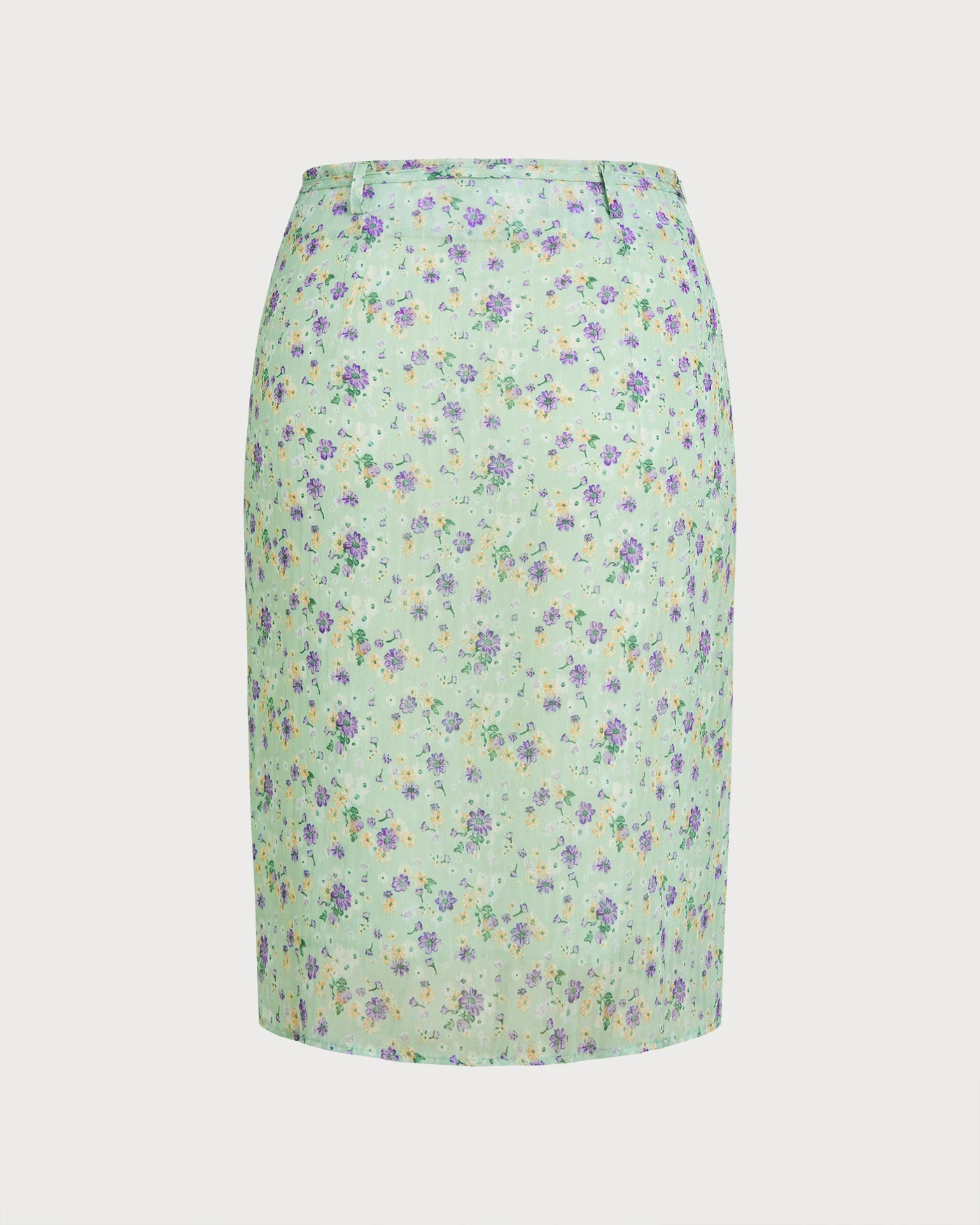 Green Floral Tie Straight Skirt - Image 2