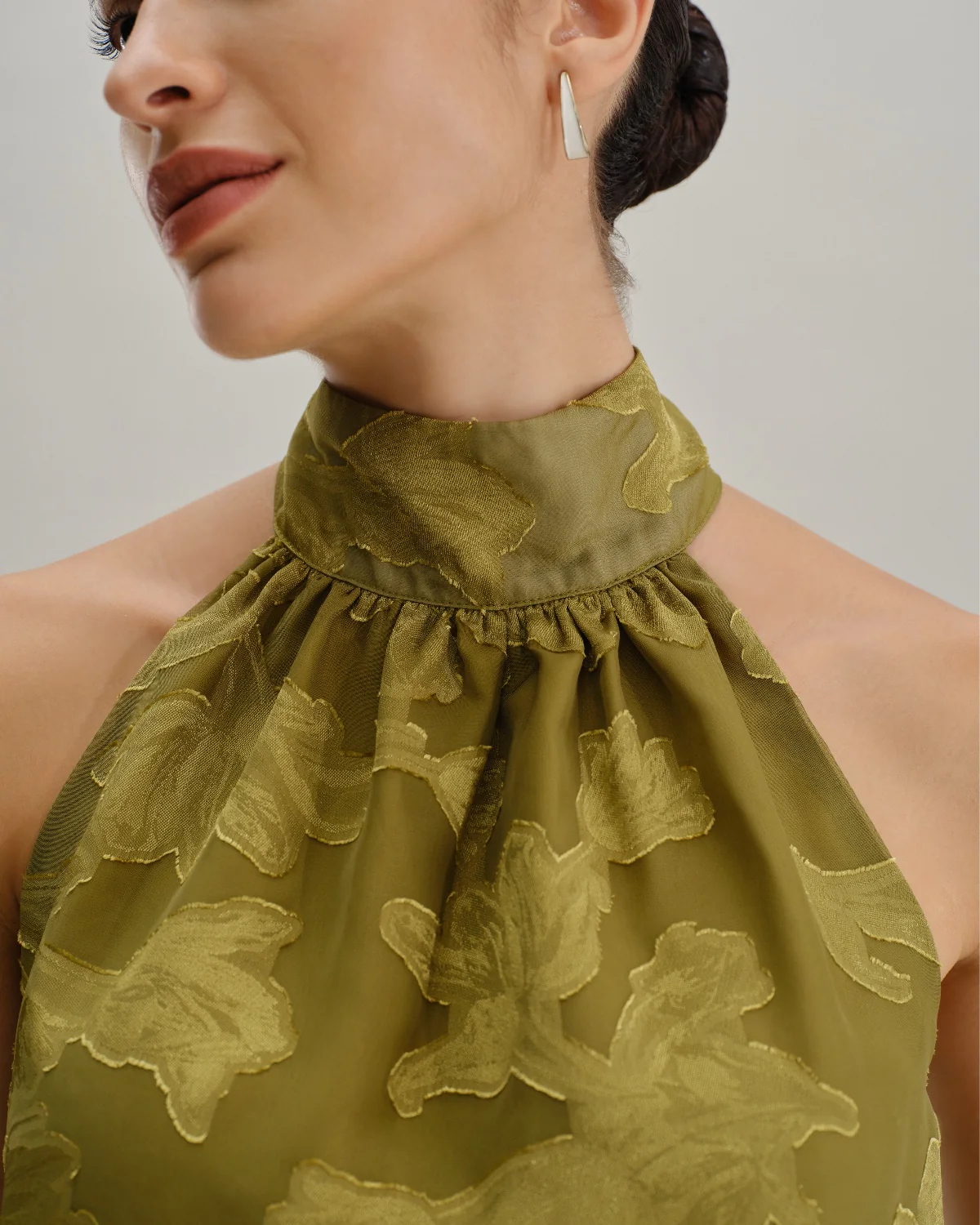 Green Floral Turtle Neck Tank Top - Image 3