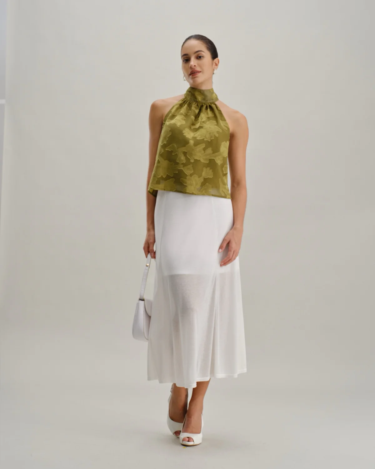 Green Floral Turtle Neck Tank Top - Image 5