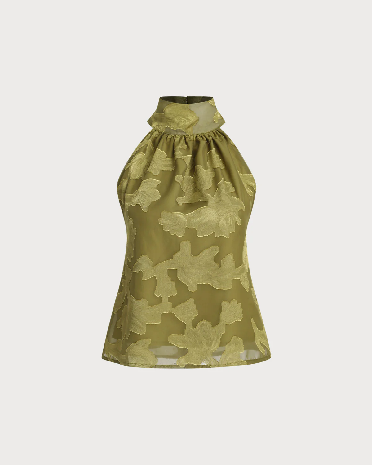 Green Floral Turtle Neck Tank Top - Image 6