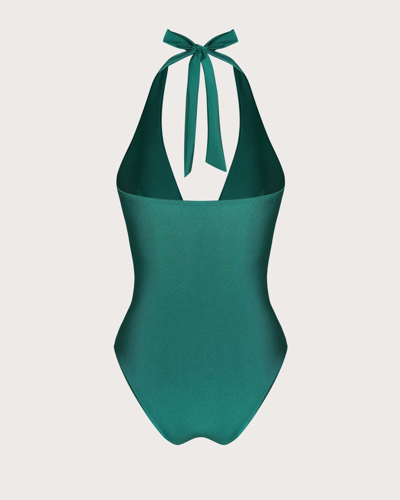 Green Halter Ruched Bralette One Piece - Image 4
