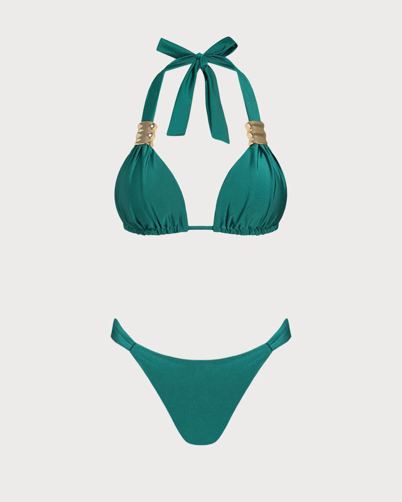 Green Halter Triangle Bikini Set - Image 2