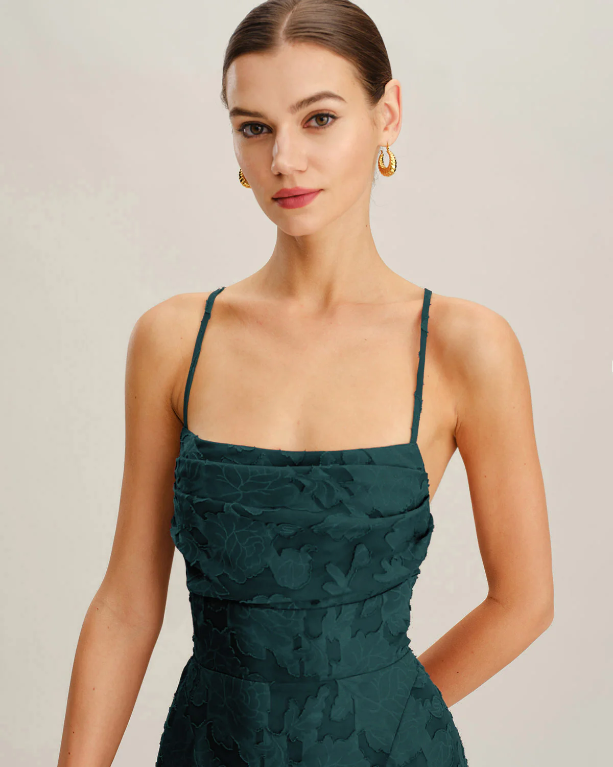 Green Jacquard Slip Mini Dress - Image 2