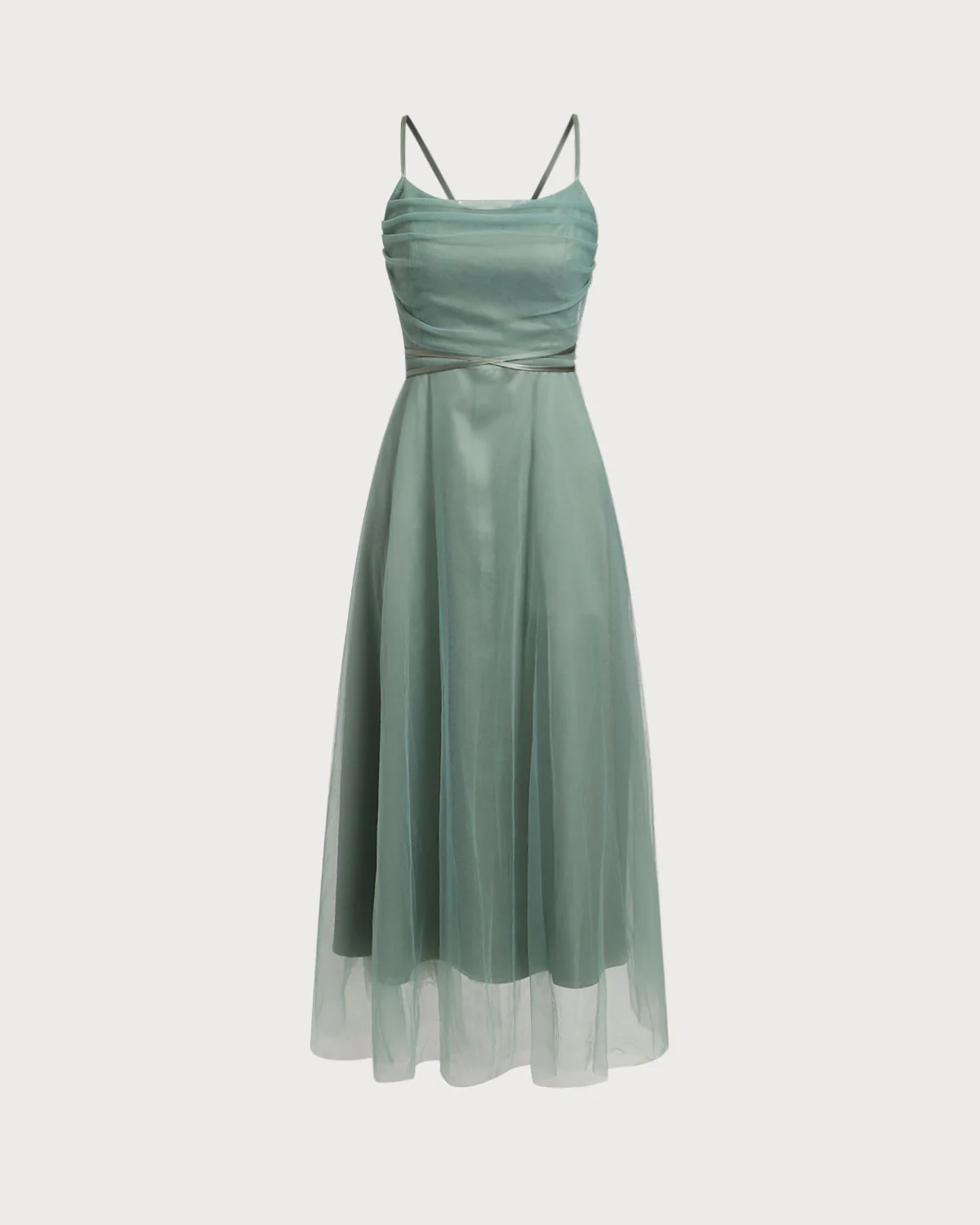Green Mesh Flowy Slip Midi Dress - Image 7