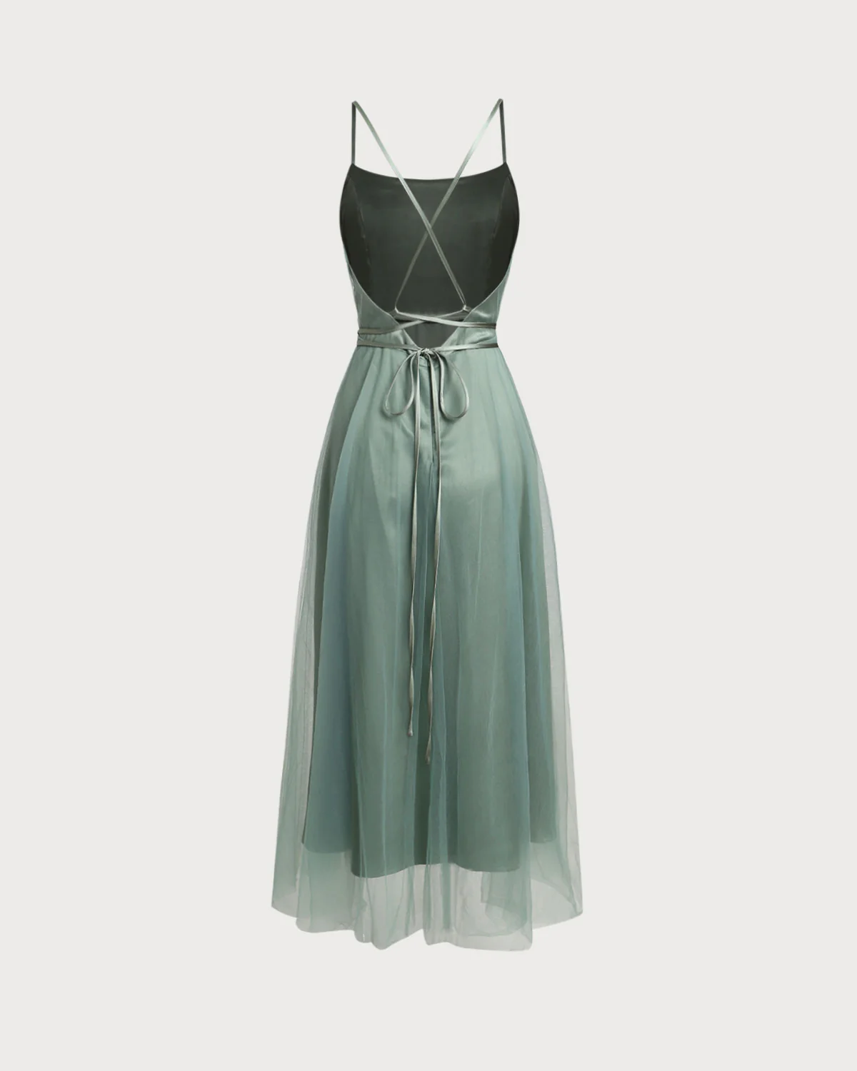 Green Mesh Flowy Slip Midi Dress - Image 8