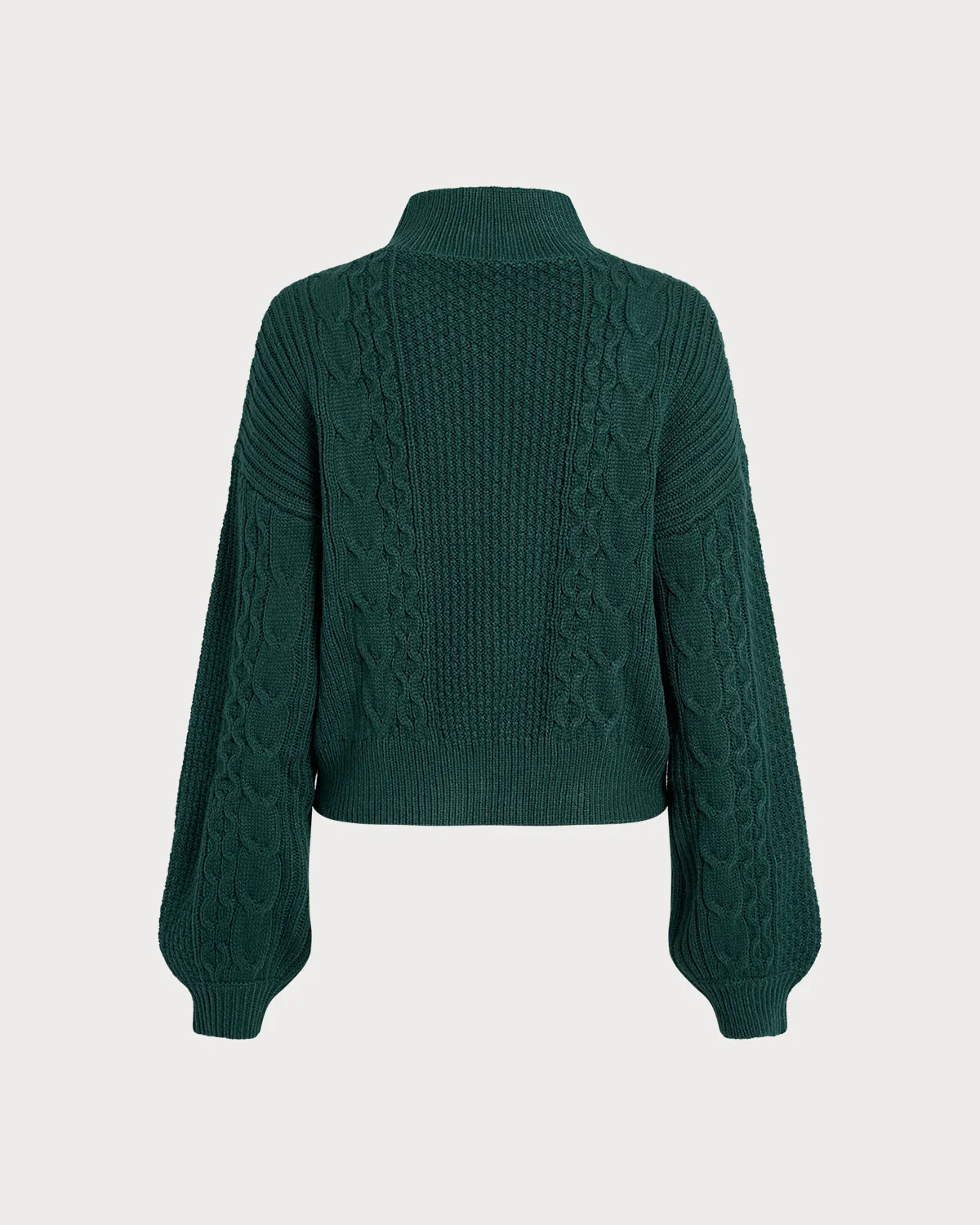 Green Mock Neck Lantern Sleeve Sweater - Image 7