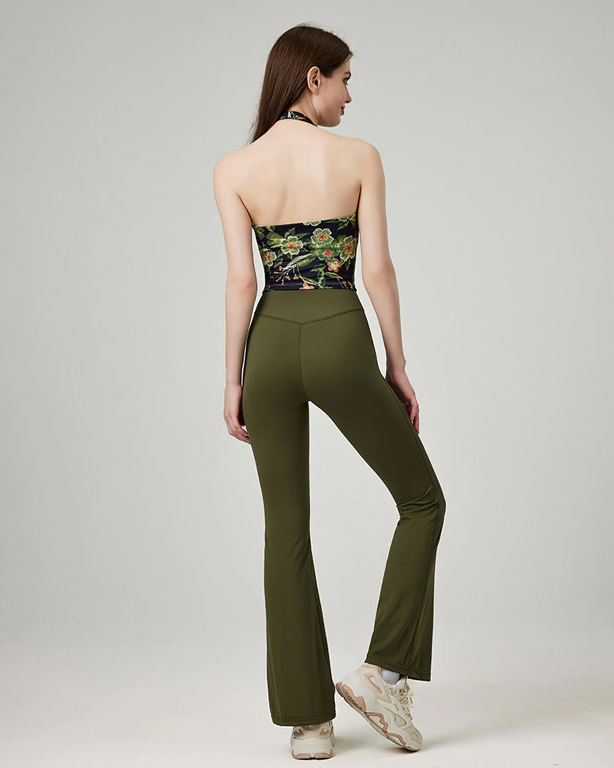 Green Natural Waisted Sleek Leggings - Image 3