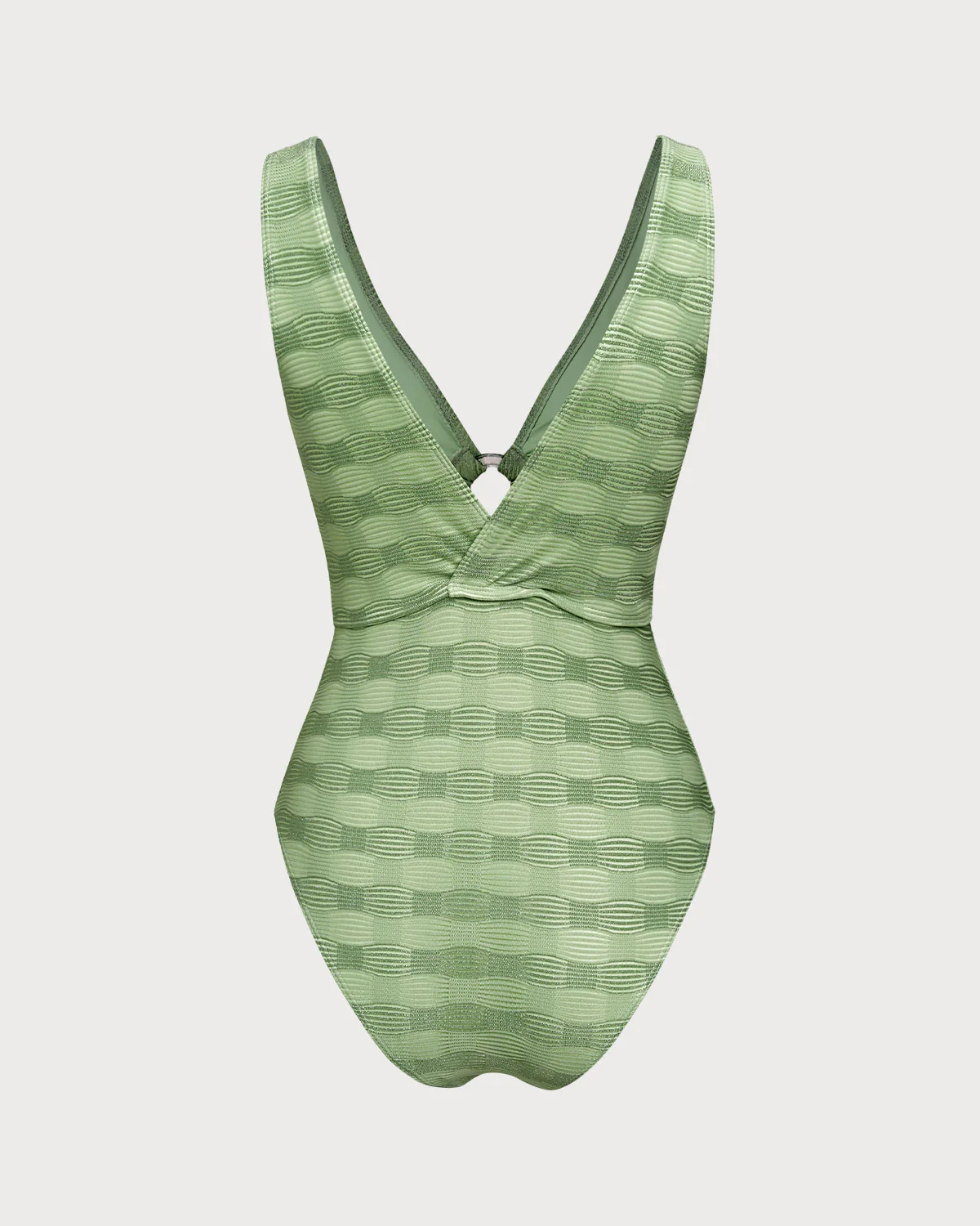 Green O-Ring Textured One Piece Swimwear - Image 3