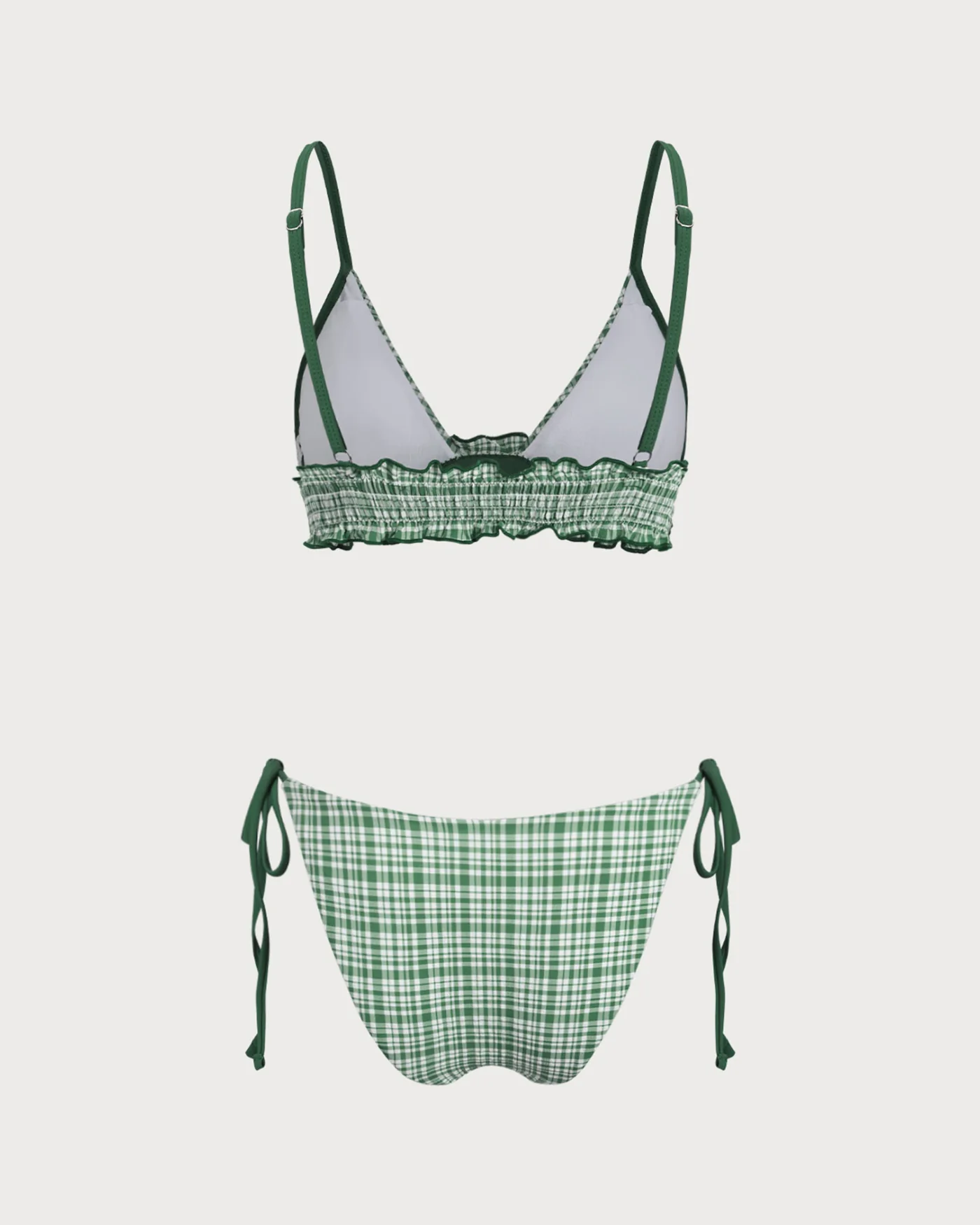 Green Plaid Drawstring Bikini Set - Image 8