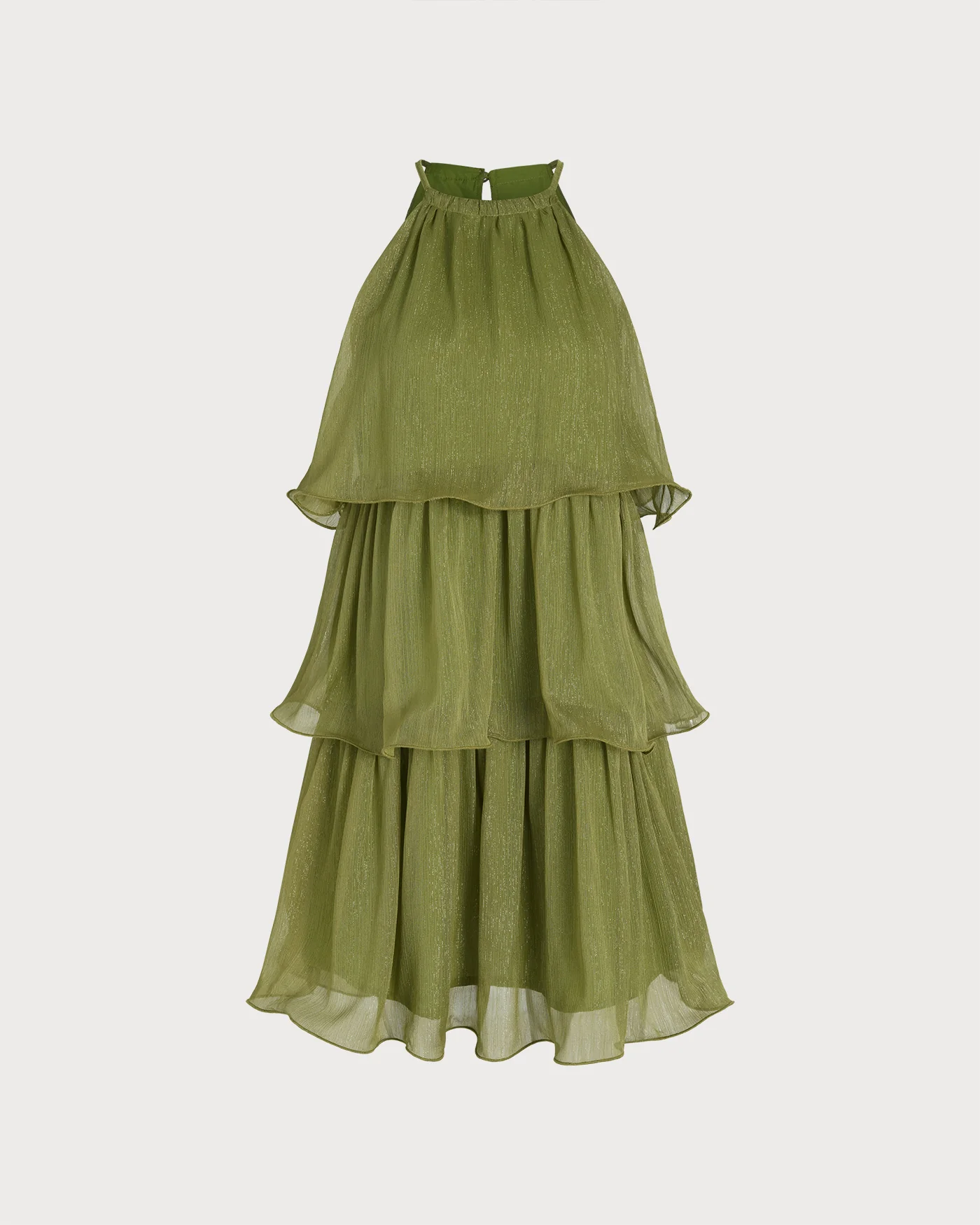 Green Round Neck Flowy Mini Dress - Image 5