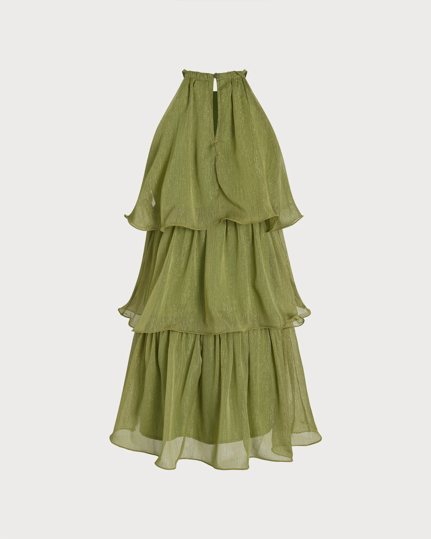 Green Round Neck Flowy Mini Dress - Image 6