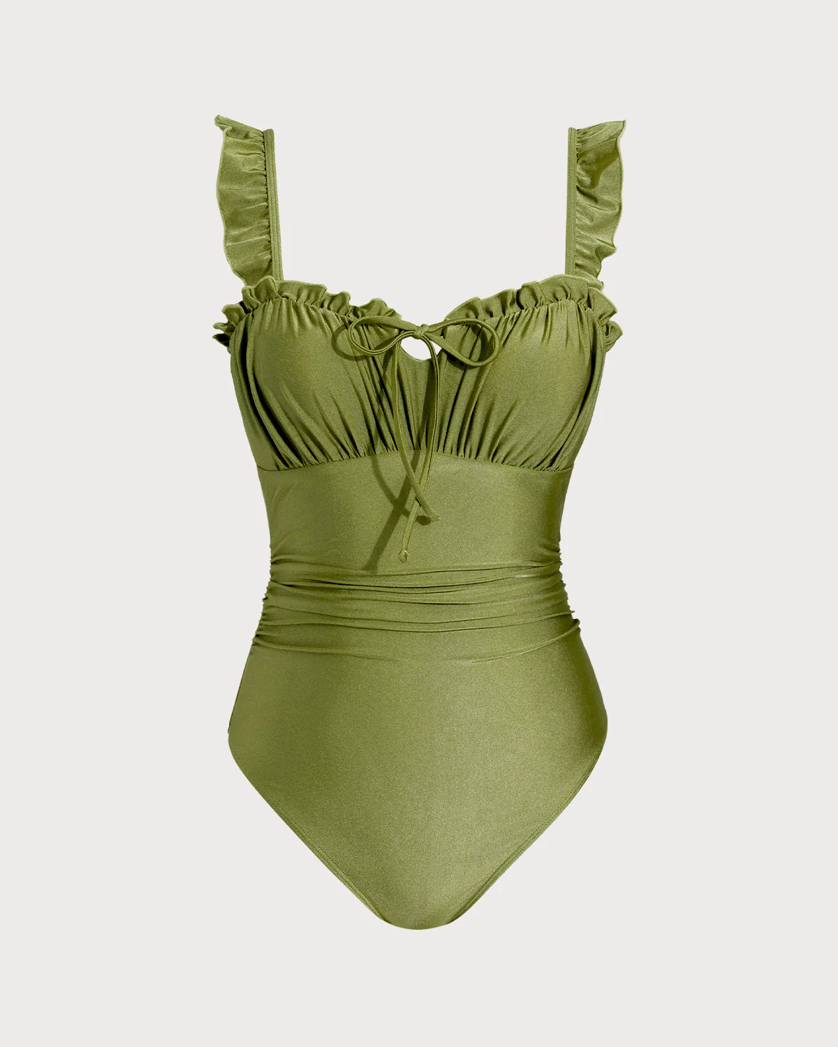 Green Ruched Bralette One Piece Swimwear - Image 2