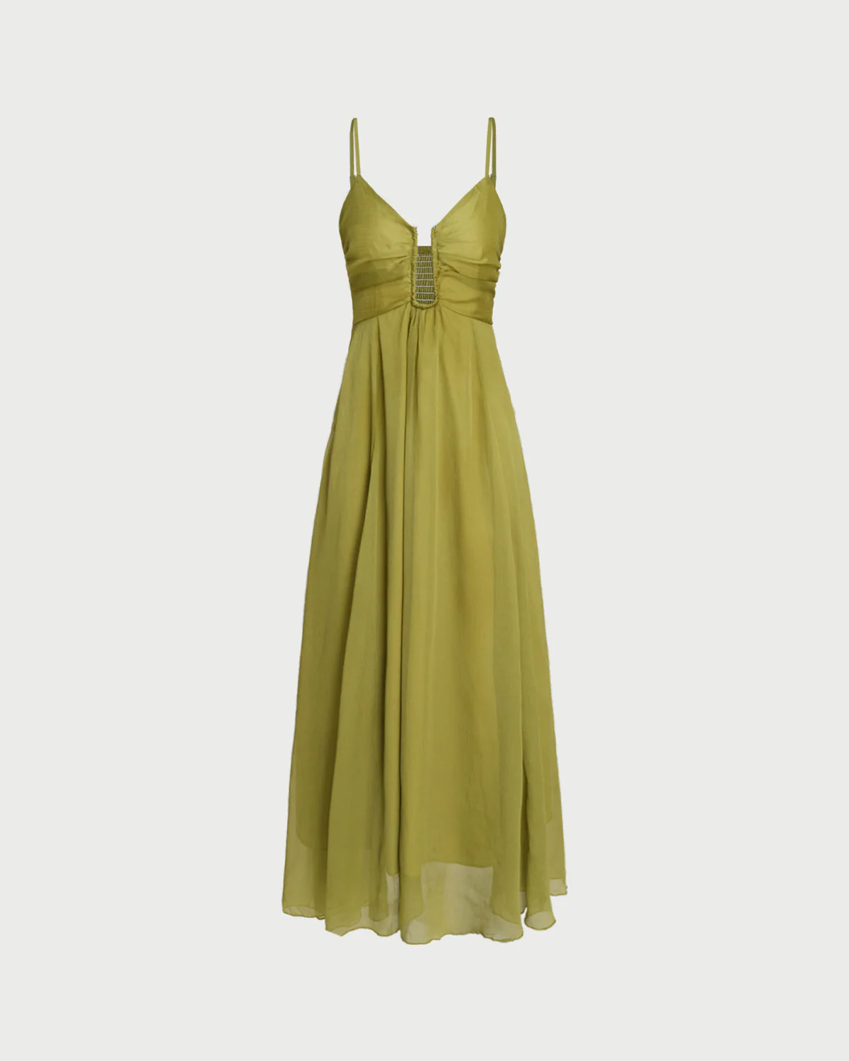 Green Ruched Slip Maxi Dress - Image 6