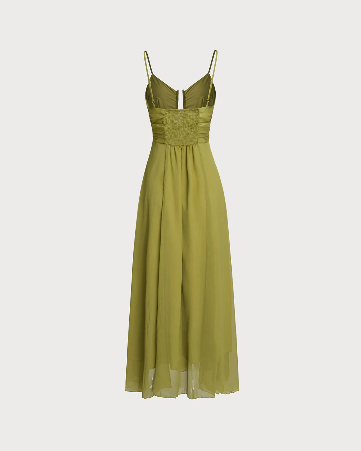 Green Ruched Slip Maxi Dress - Image 7