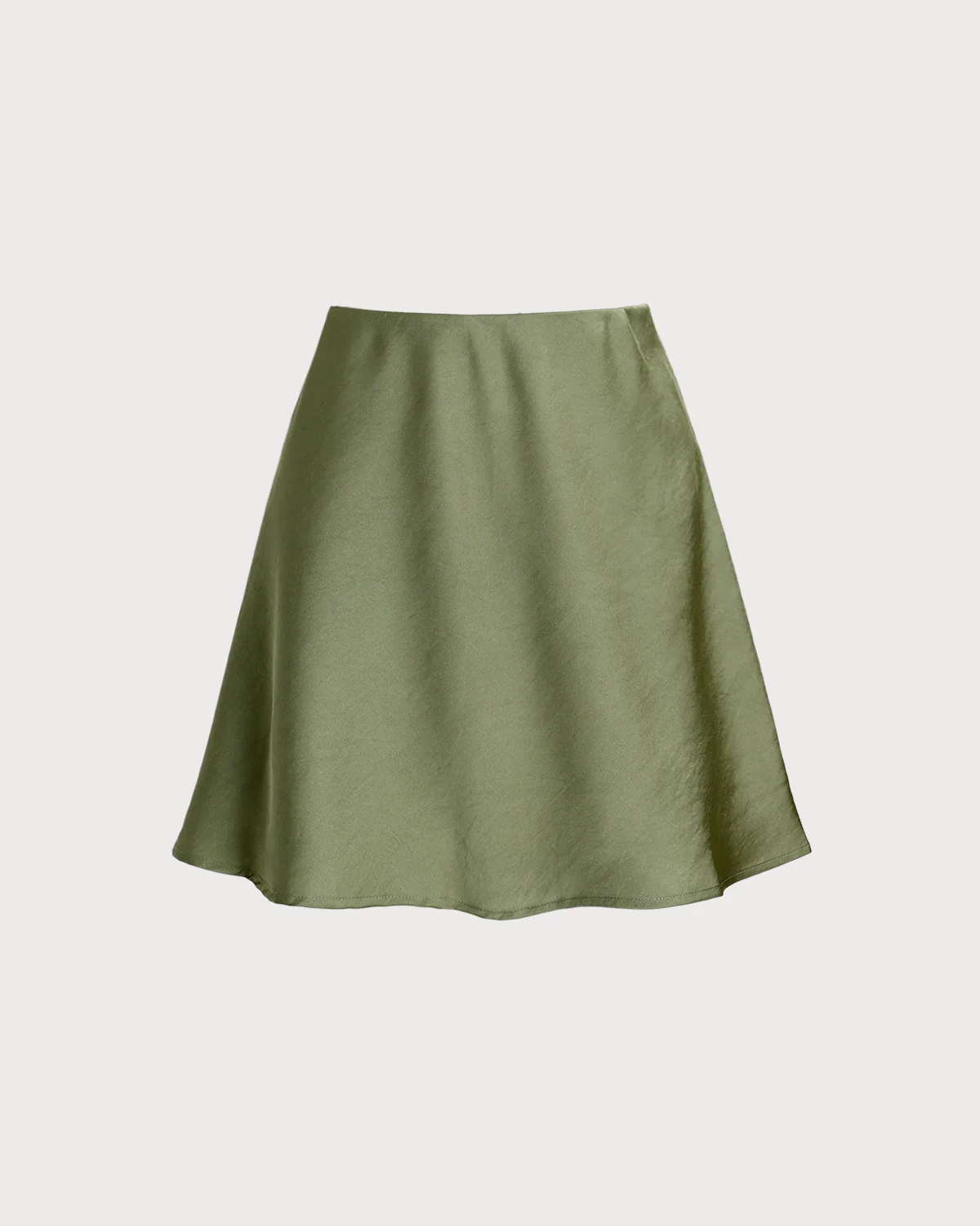 Green Satin Elastic Waist A-Line Mini Skirt - Image 5