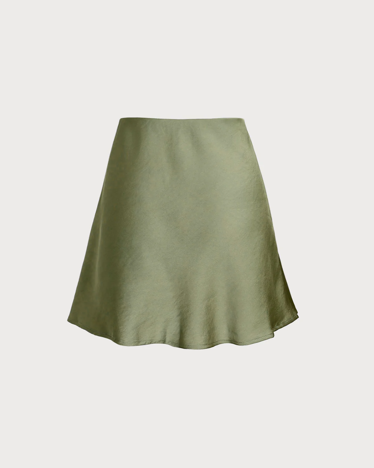 Green Satin Elastic Waist A-Line Mini Skirt - Image 6