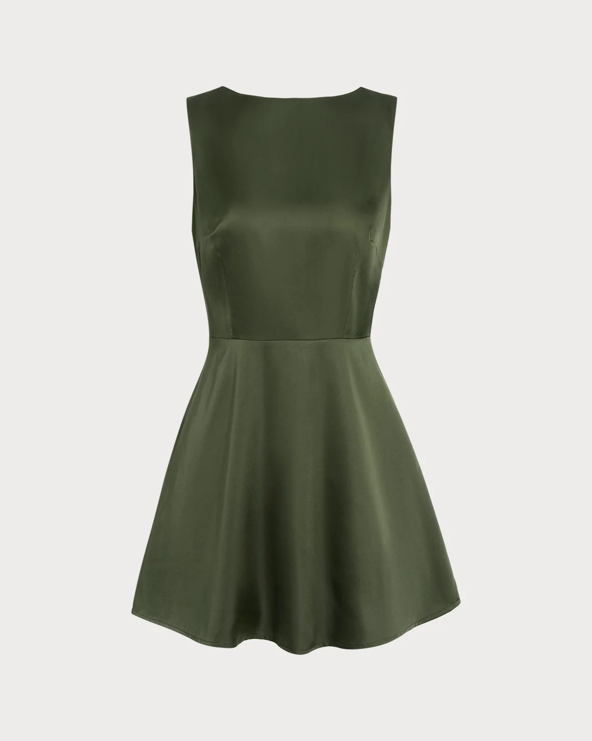 Green Satin Sleeveless Mini Dress - Image 5
